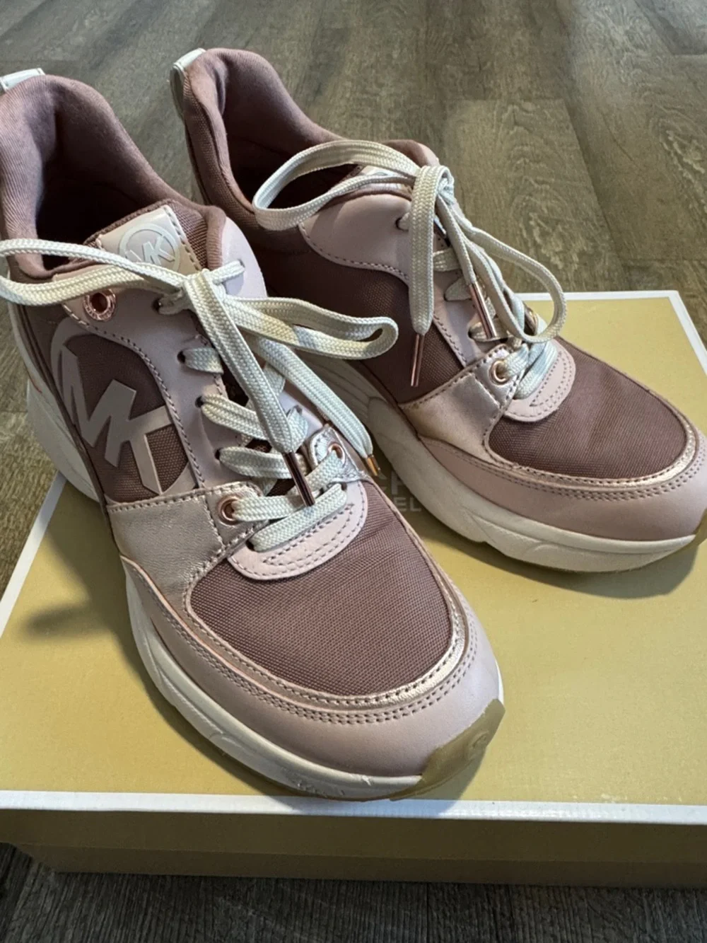 Michael Kors Rose Pink and Blush Platform Lace-Up Sneakers - Picture 2 of 15